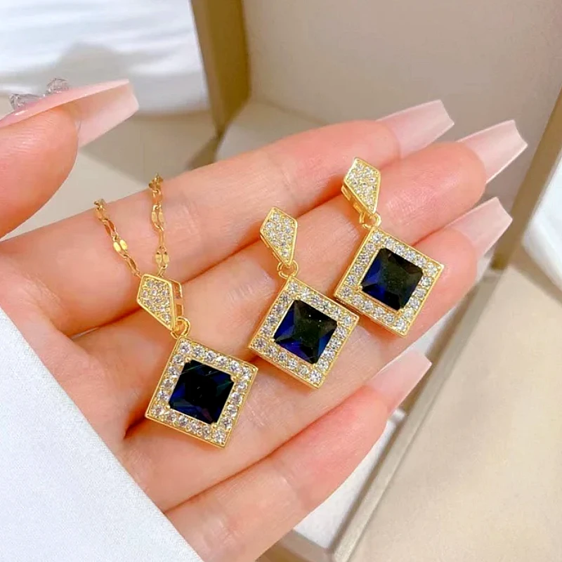 Beautiful Blue Square Jewelry Set