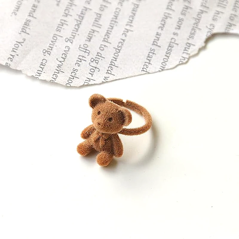 Brown Fluffy Bear Ring