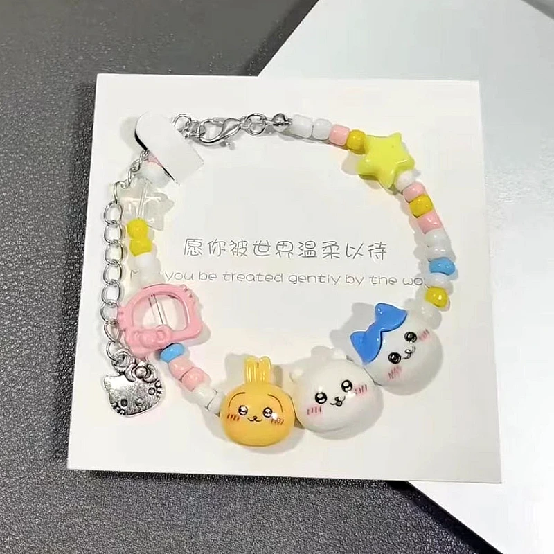 Cute Anime Character Pastel Beaded Charm Bracelet