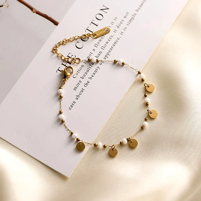 Gold-Tone Dainty Coin Disc Charm Bracelet
