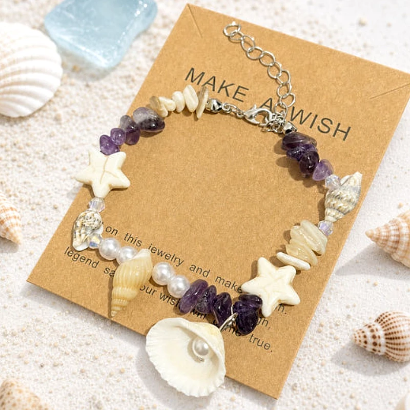 Ocean Beach Seashell Starfish Beaded Charm Bracele