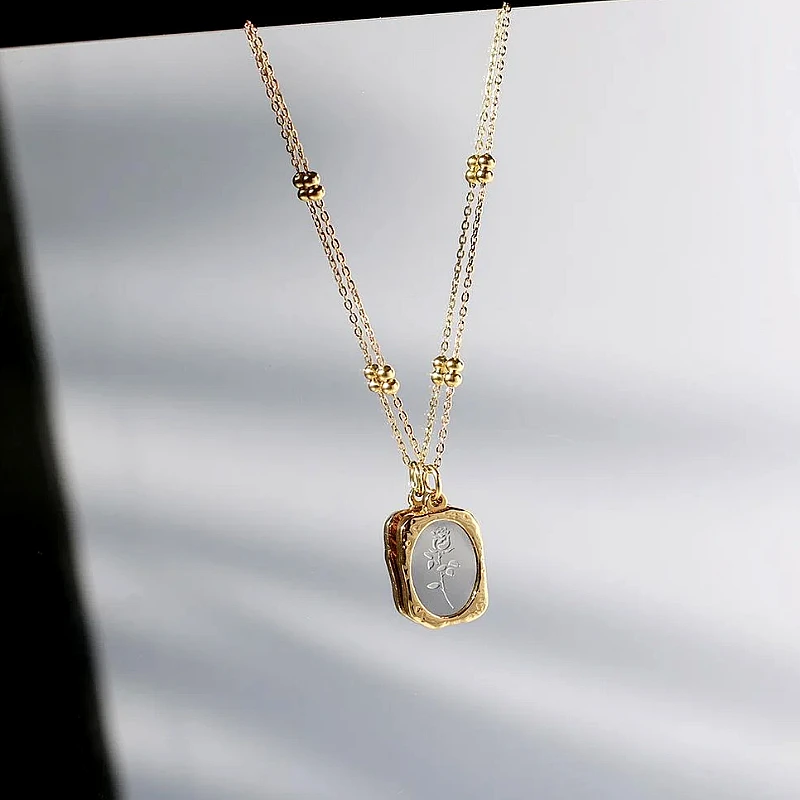 Premium Luxury Gold Rose Pendant Necklace