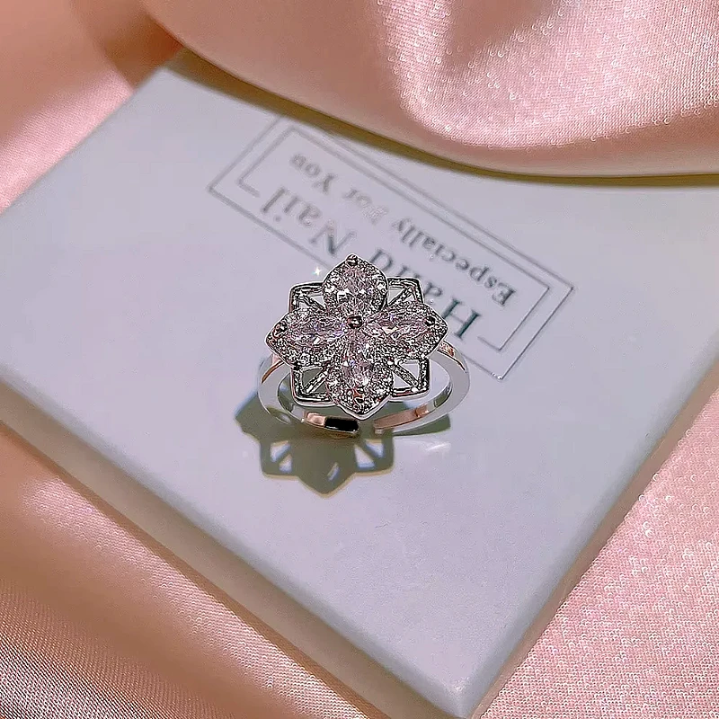 Sparkling Flower Statement Ring