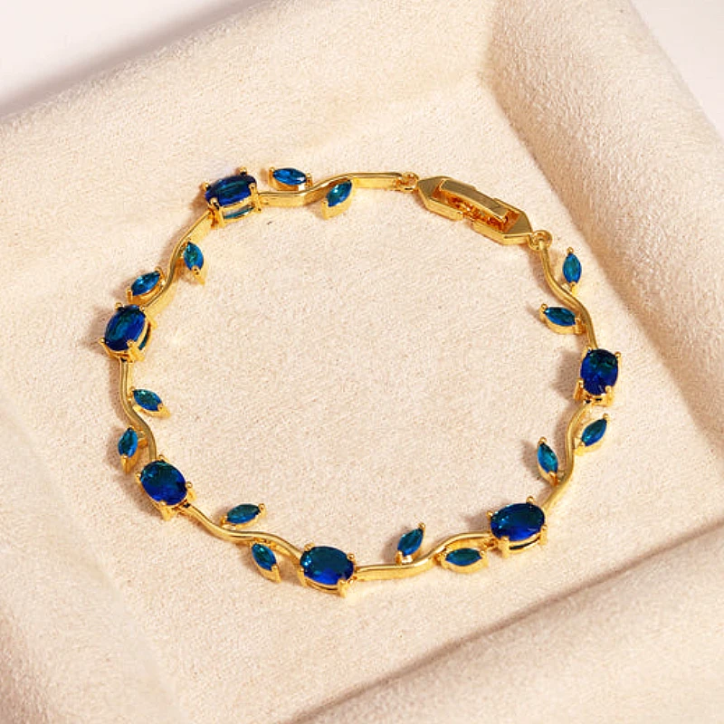 Viral Tulip Navy Diamond Gold Bracelet - Product Image